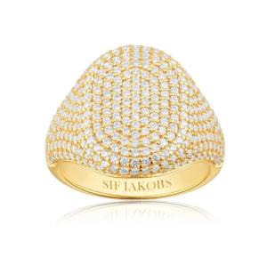 Sif Jakobs Výrazný pozlátený prsteň s kubickými zirkónmi Capizzi SJ-R42240-SK-YG 54 mm
