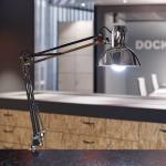 MAULstudijná lampa, lesklá strieborná, výška 44 cm, kov