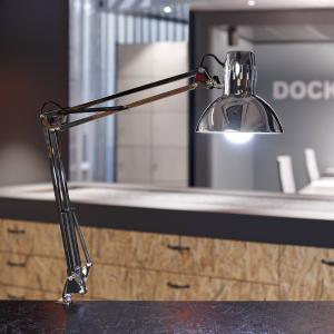 MAULstudijná lampa, lesklá strieborná, výška 44 cm, kov