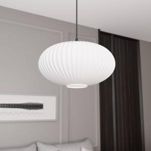 Lampa do jedálne Coco, Ø 30 cm, čierna/opál, sklo