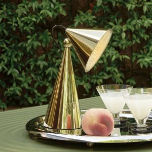 Tom Dixon LED stolová lampa Pose, zlatá farba, výška 25 cm