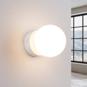 Nástenné svietidlo You, biele, Ø 12 cm, oceľ/sklo