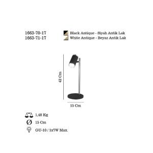 Stolná lampa Lume, čierna/zlatá antika, výška 42 cm, kov