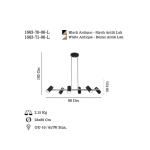 Závesná lampa Lume čierna/zlatá antická dĺžka 86 cm 6 svetiel kov