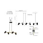 Závesná lampa Lume čierna/zlatá antická dĺžka 66 cm 4-svetelný kov