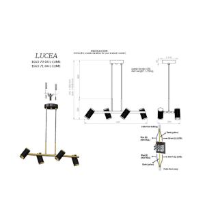 Závesná lampa Lume čierna/zlatá antická dĺžka 66 cm 4-svetelný kov
