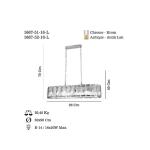 Závesné svietidlo Orvin, mosadzné antické 96x30 cm sklo/kov 16 svetiel.