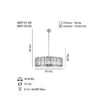 Závesná lampa Orvin, starožitná mosadz, Ø 67 cm, sklo/kov 8 svetiel.