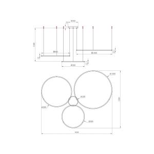 LED závesné svietidlo Saturno, zlatá, 3-pl., kov, 4.000 K