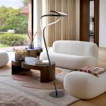 LED stojacia lampa Danza, stmievač, matná čierna, kov, hliník