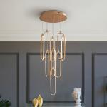 LED závesné svietidlo Colette, 9-pl., okrúhle, ružové zlato