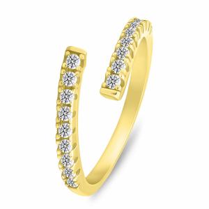 Brilio Silver Jemný pozlátený otvorený prsteň so zirkónmi RI144Y 55 mm