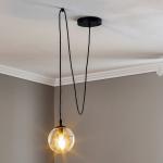 Závesné svietidlo Glassy, decentralizované, čierne, číre, sklo, Ø 14 cm