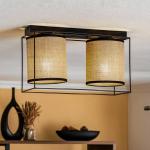 Stropné svietidlo Tubo, textilný tienidlo, béžové, 2-pl