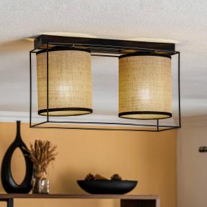 Stropné svietidlo Tubo, textilný tienidlo, béžové, 2-pl