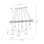 Závesné svietidlo Como, 6-pl., orech