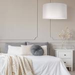 Závesné svietidlo Dorset z textilu, biele