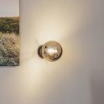 Nástenné svetlo Glassy, čierne, grafitové, sklo, E14, Ø 14 cm