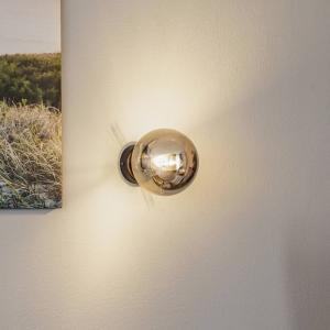 Nástenné svetlo Glassy, čierne, grafitové, sklo, E14, Ø 14 cm