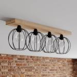 Stropné svietidlo Dorett, dubové drevo, 4-plameňové