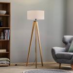 Stojacia lampa Maira, trojnohá, dub olejovaný, biela