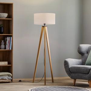 Stojacia lampa Maira, trojnohá, dub olejovaný, biela