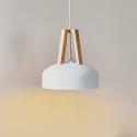 Závesné svietidlo North s drevom prírodné, bielym tienidlom na lampu