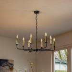 Luster Ampli, čierny/zlatý, 8-plameňové