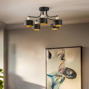 Stropné svietidlo Helix, čierne, 5-plameňové
