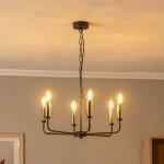 Luster Ampli, čierny/zlatý, 6-plameňové