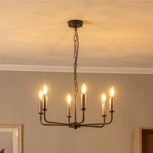 Luster Ampli, čierny/zlatý, 6-plameňové