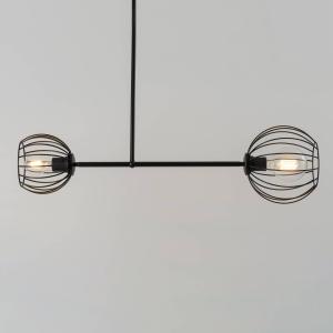 Stropné svietidlo Madam, čierne, dva mriežkové tienidlá