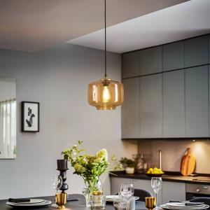 Závesné svietidlo Tube so skleneným tienidlom svetlo hnedé Ø 25cm