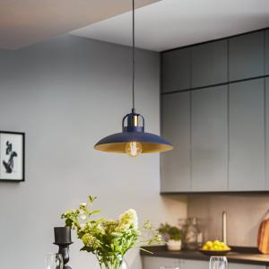 Závesné svietidlo Felix, modré/zlaté, 1-pl