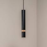 Závesné svietidlo Joker, čierne/drevené, 1-plameňové