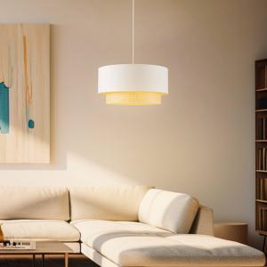 Závesné svietidlo Boho, Ø 45 cm, 1-pl. krémovo-biela/ratan