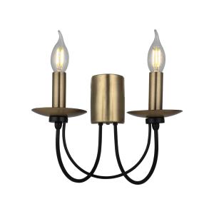 Nástenné svetlo Dofa, mosadz antik/čierna, 2-pl