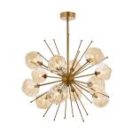 Závesné svietidlo AV-1777-13E s 13 sklenenými tienidlami, antická zlatá