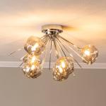 Stropné svietidlo AR-1777-6K s 6 sklenenými tienidlami, chróm