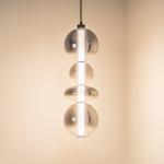 LED závesné svietidlo Daphne, sklo šedé-transparentné, výška 62 cm