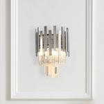 Nástenné svetlo Aspen, kov chrómový, sklenené kryštály, Ø 25 cm