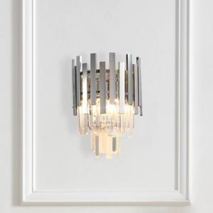 Nástenné svetlo Aspen, kov chrómový, sklenené kryštály, Ø 25 cm