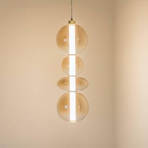 LED závesné svietidlo Daphne, sklo jantárové-transparentné, výška 62 cm