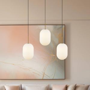 Závesné svietidlo Alias, kov zlatý Opálové sklo, 3-pl