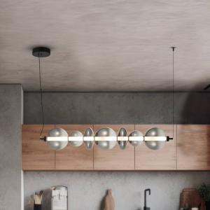 LED závesné svietidlo Daphne, sklo šedé-transparentné, dĺžka 118 cm