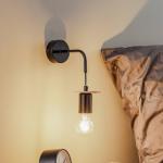 Envostar Yorik nástenné svetlo, čierne/svetlé drevo