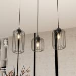 Závesné svietidlo Vander, 3-pl., 60 cm, čierne, kov, E27