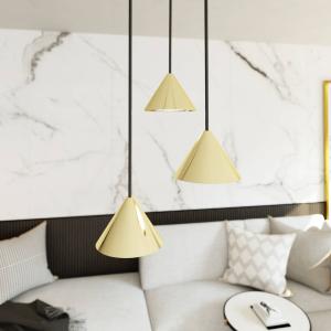 Závesné svietidlo Elit, 3-pl., Ø 20 cm, čierna/zlatá, kov