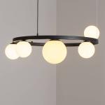 Závesné svietidlo Garda 5, kruh, kov, sklo, 5-pl., čierne