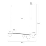 Závesné svietidlo Garda 5, lúč, kov, sklo, čierne, 5-pl.